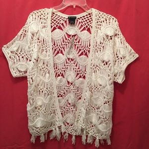 NWT New Directions open weave crochet sweater